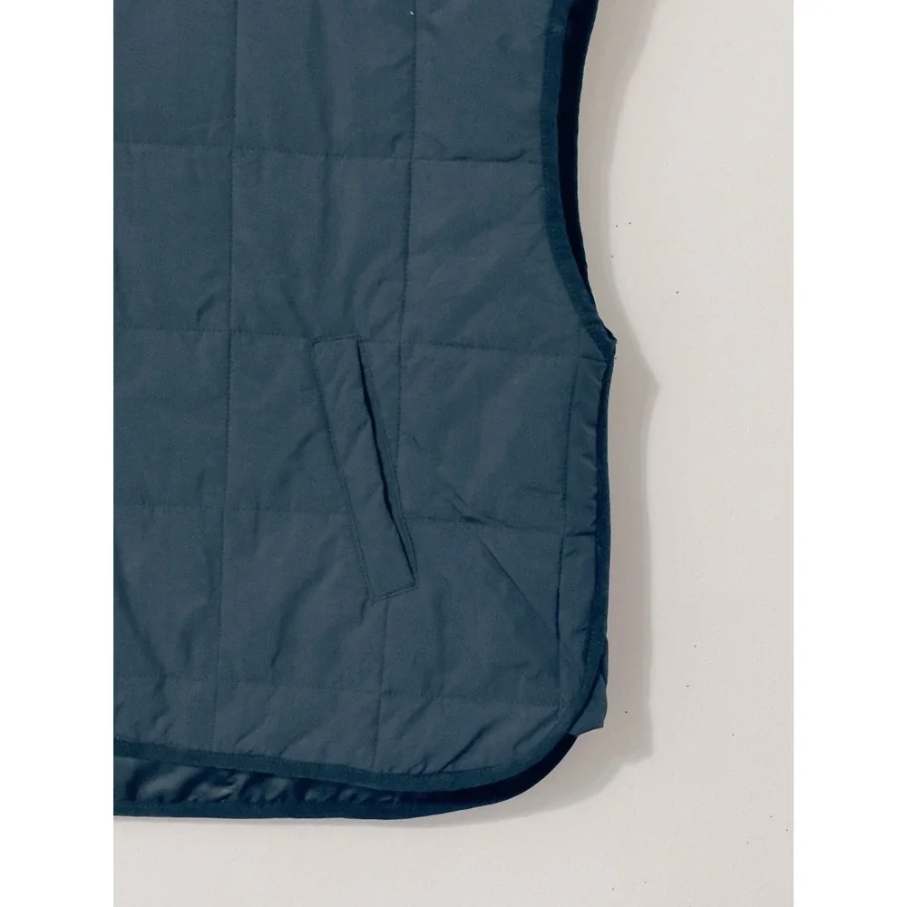 Papermoon Women Quilted Vest Large Black Mock Neck Full Zip Pockets NWT - Picture 2 of 7